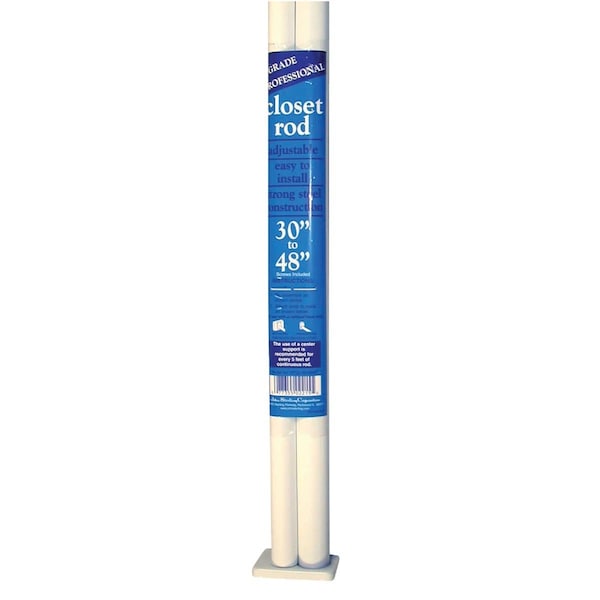 Knape & Vogt John Sterling Closet-Pro 30 In. to 48 In. x 1 In. Adjustable Closet Rod, White PB22-30/48WT - main